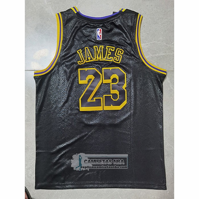 Camiseta Los Angeles Lakers LeBron James NO 23 Crenshaw Black Mamba Negro